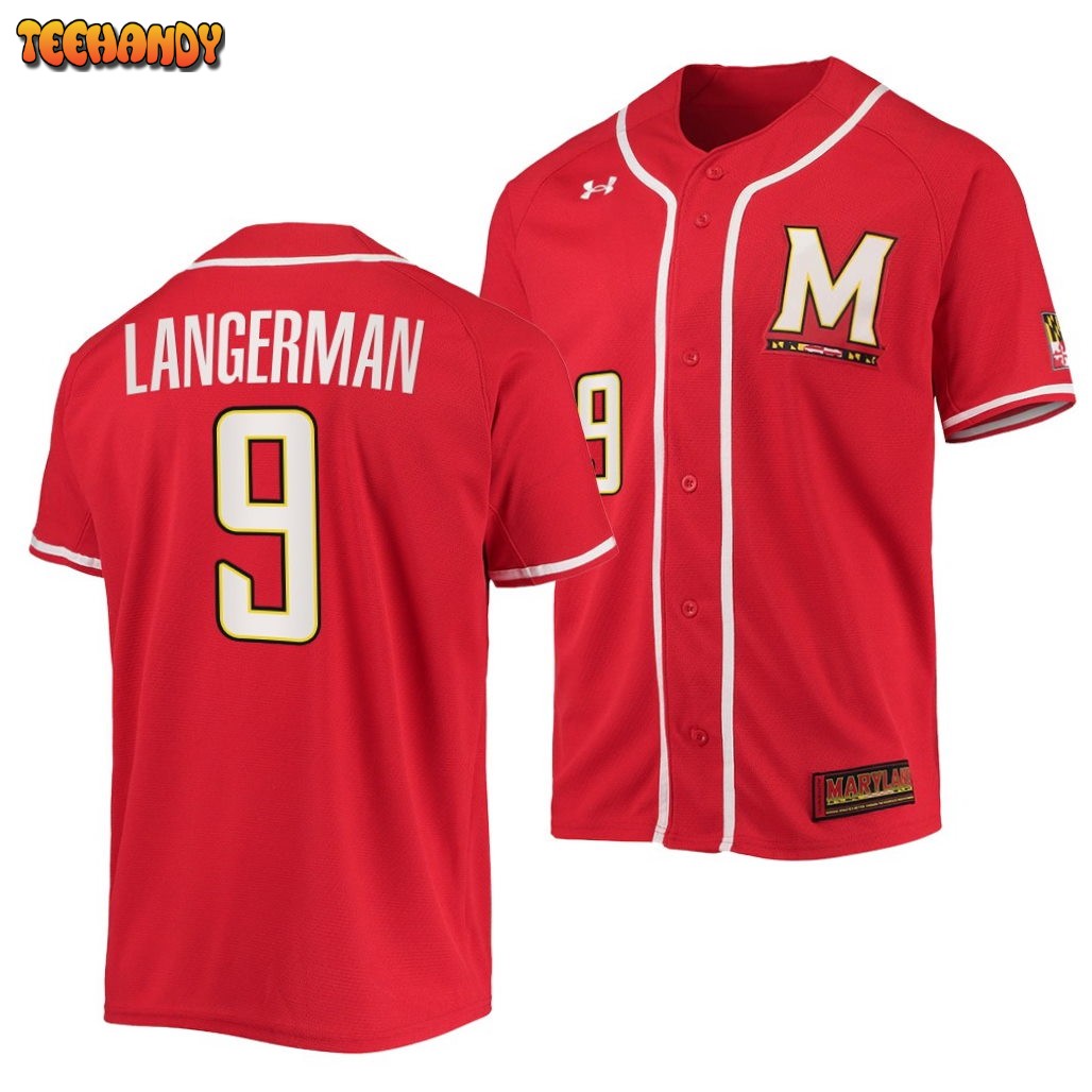 Maryland Terrapins Riley Langerman College Baseball Jersey Red