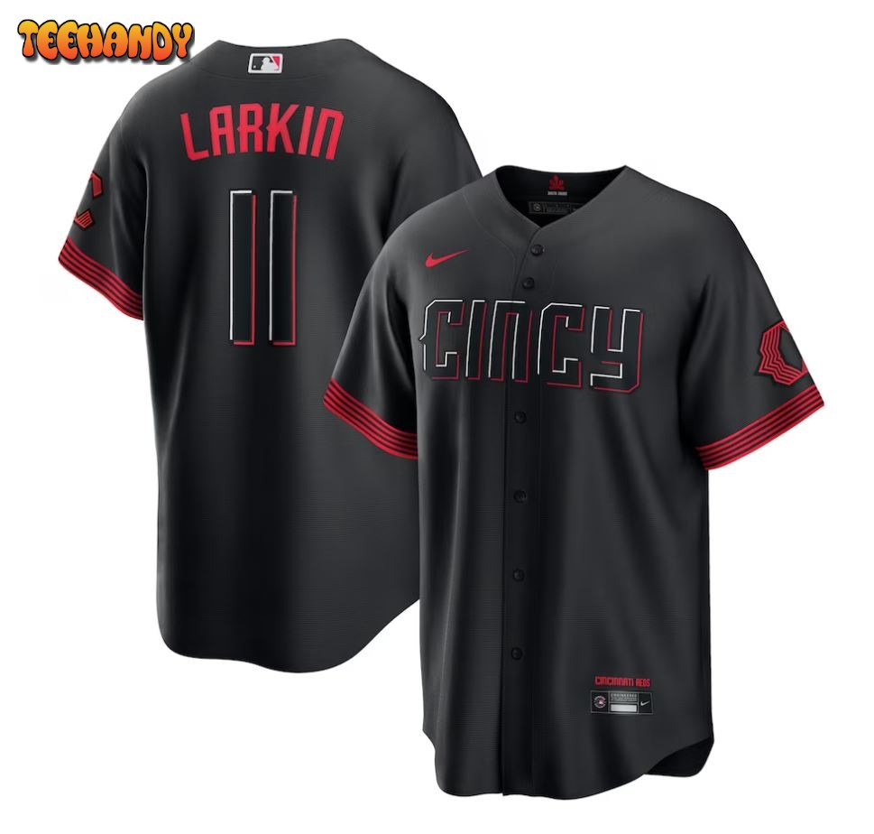 Men’s Cincinnati Reds Barry Larkin Black 2023 City Connect Replica Player Jersey