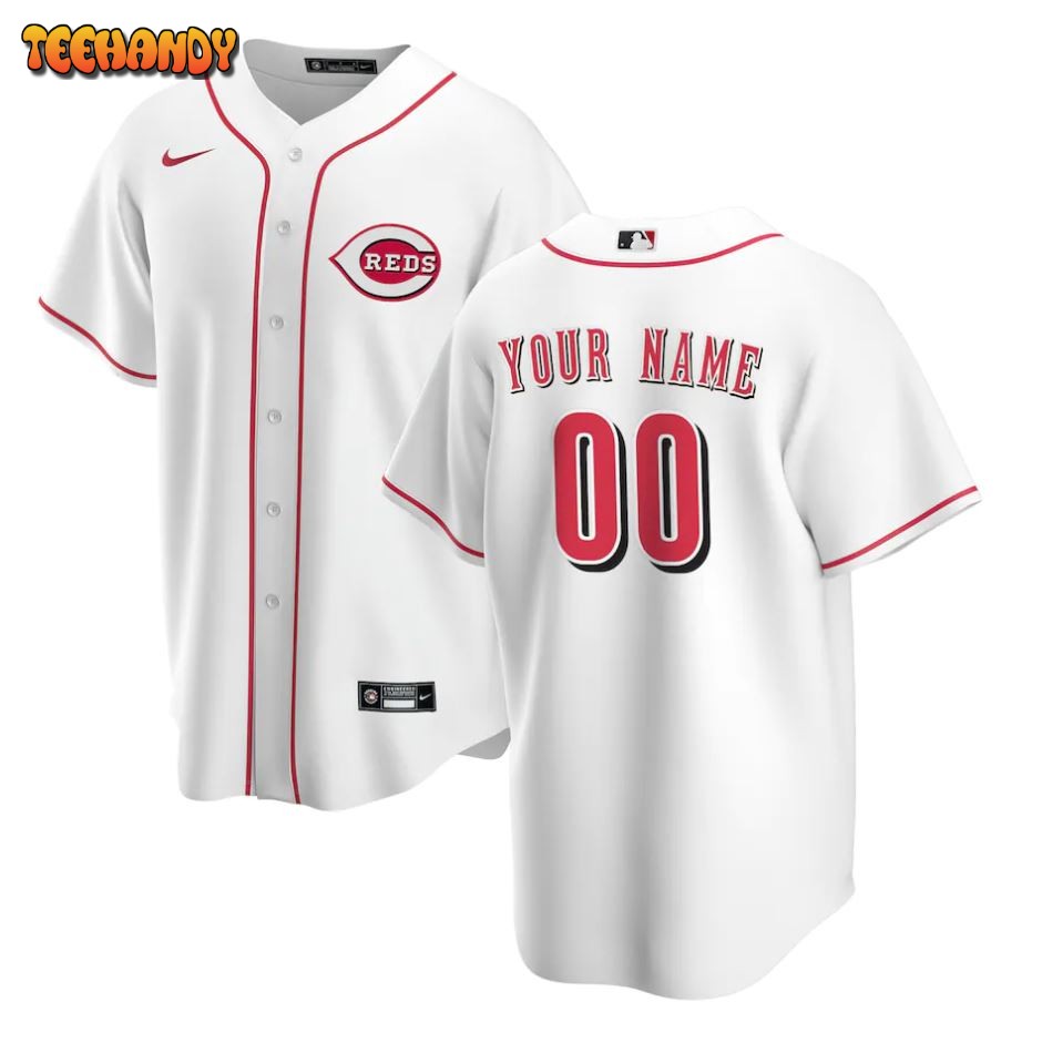 Men’s Cincinnati Reds White Home Replica Custom Jersey