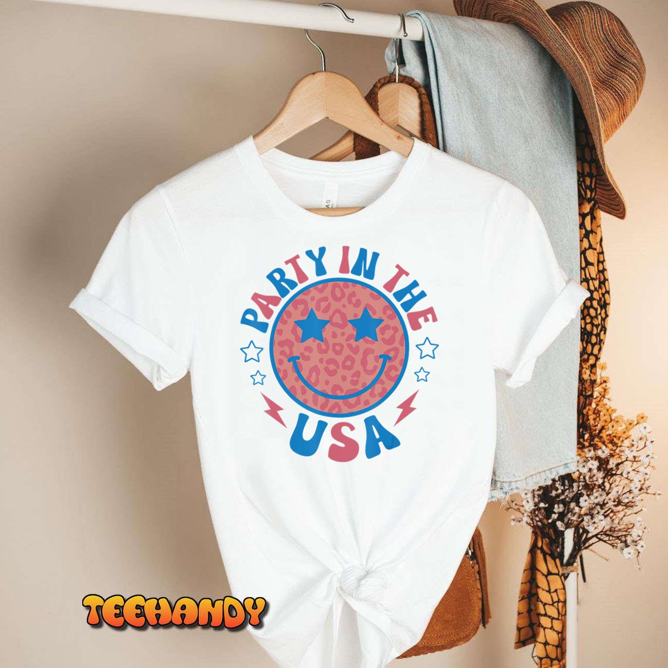 Mens Party in the USA 4th of July Preppy Smile T-Shirt