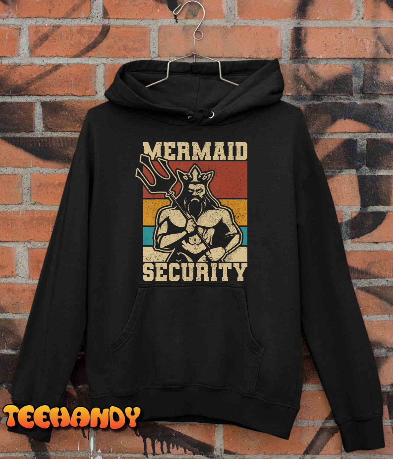 Mermaid Security Bday Costume Merman Birthday Party Outfit T-Shirt