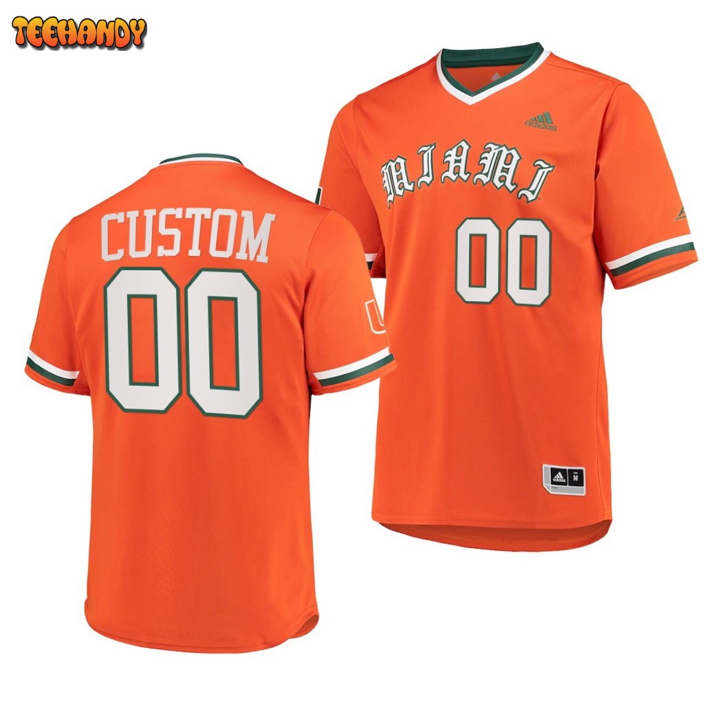 Miami Hurricanes Custom College Baseball Jersey Orange