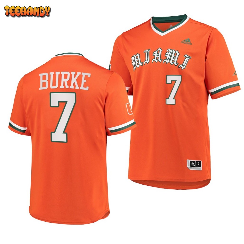 Miami Hurricanes Jacob Burke College Baseball Jersey Orange