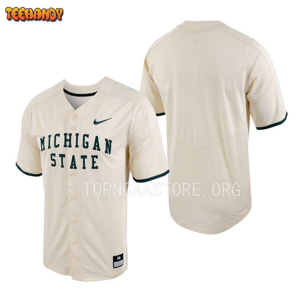 Michigan State Spartans College Baseball Natural Full-Button Jersey