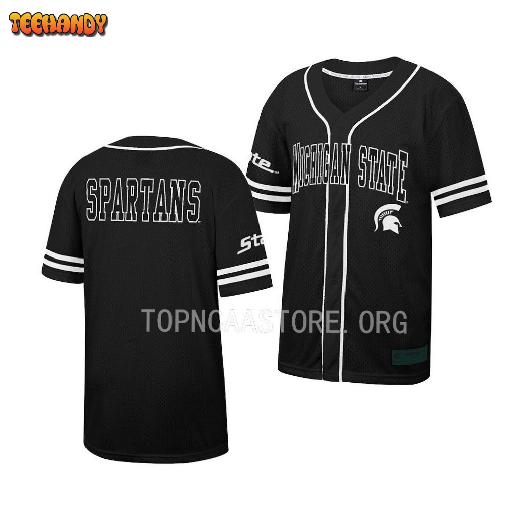 Michigan State Spartans Free Spirited Black College Baseball Jersey