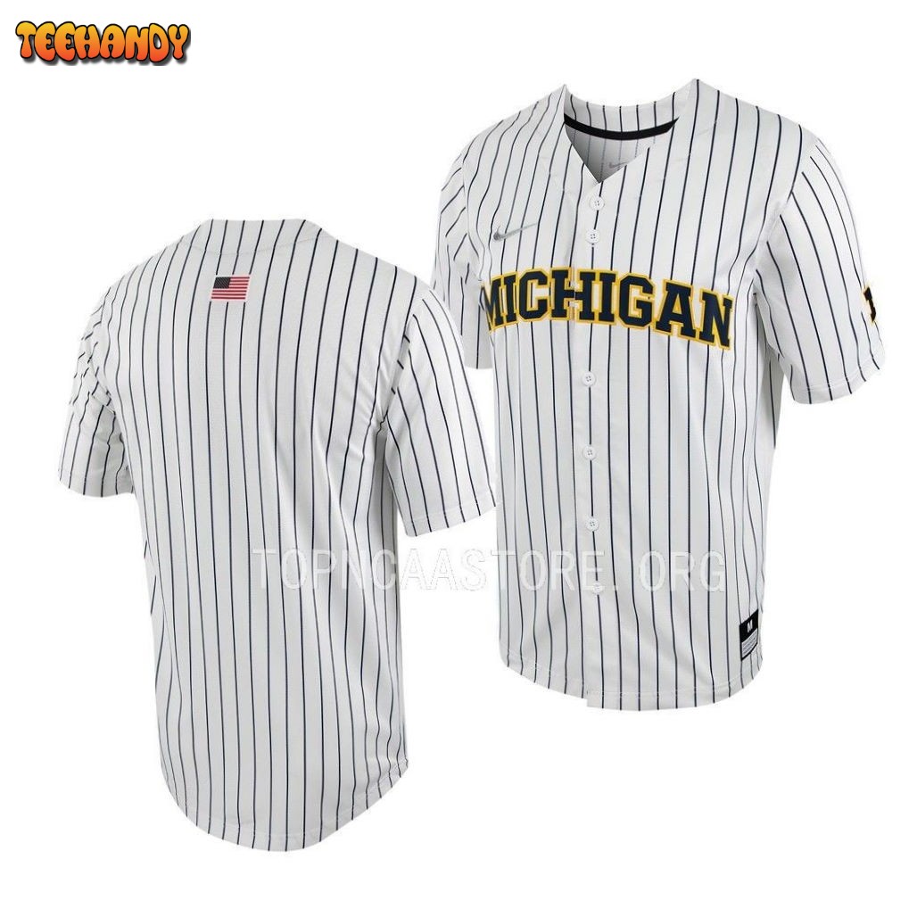 Michigan Wolverines College Baseball White Full-Button Jersey