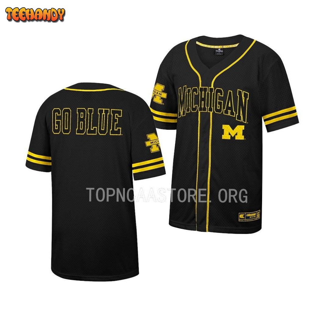 Michigan Wolverines Free Spirited Black College Baseball Jersey