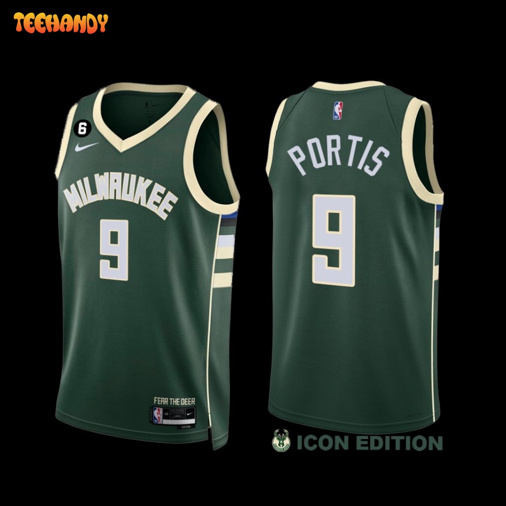 Milwaukee Bucks Bobby Portis 2022-23 Icon Edition NO.6 Patch Jersey Green