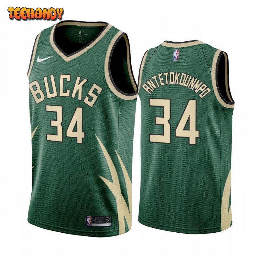 Milwaukee Bucks Giannis Antetokounmpo 2021 Earned Green