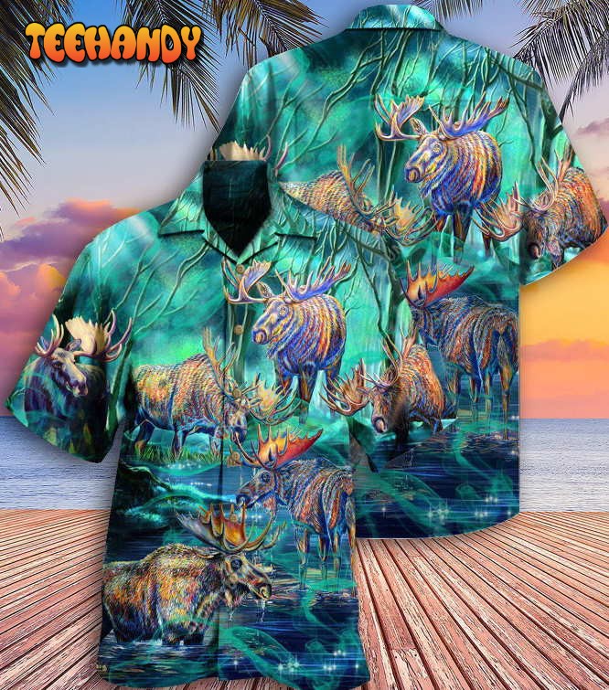 Moose Animals Life Is Better With A Moose Next To Stream Hawaiian Shirt