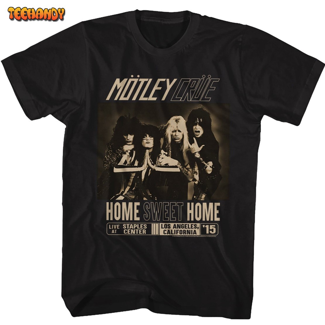 Motley Crue Classic Home Sweet Home Black Adult T-Shirt