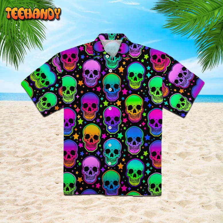 Neon Bright Skulls Hawaiian Shirt