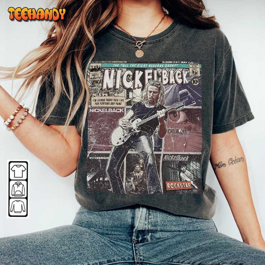 Nickelback 90S Vintage Book Art All The Right Reasons Album World Tour Ticket 2023 T Shirt