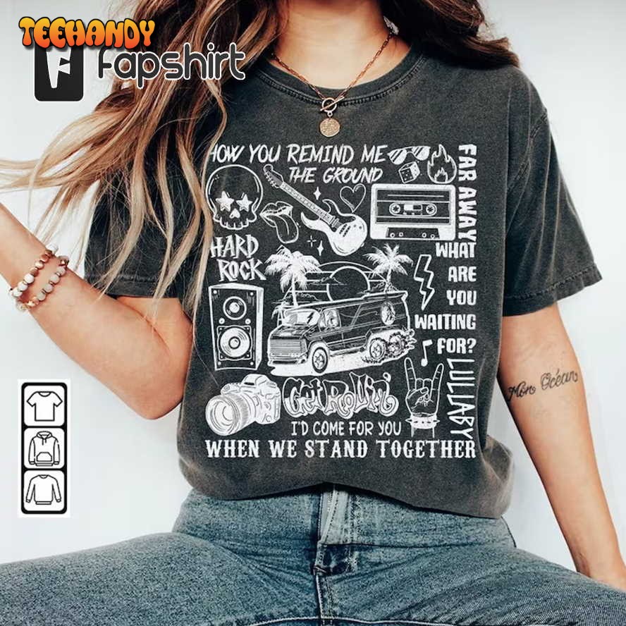 Nickelback Doodle Art Shirt, Vintage Nickelback Merch Lyric Album Tattoo T Shirt