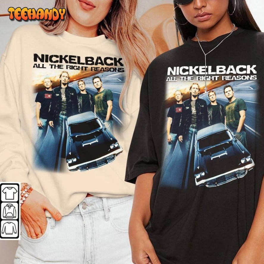 Nickelback Shirt,Vintage Get Rollin’ Tour 2023 Tickets Album All the Right Reasons T Shirt