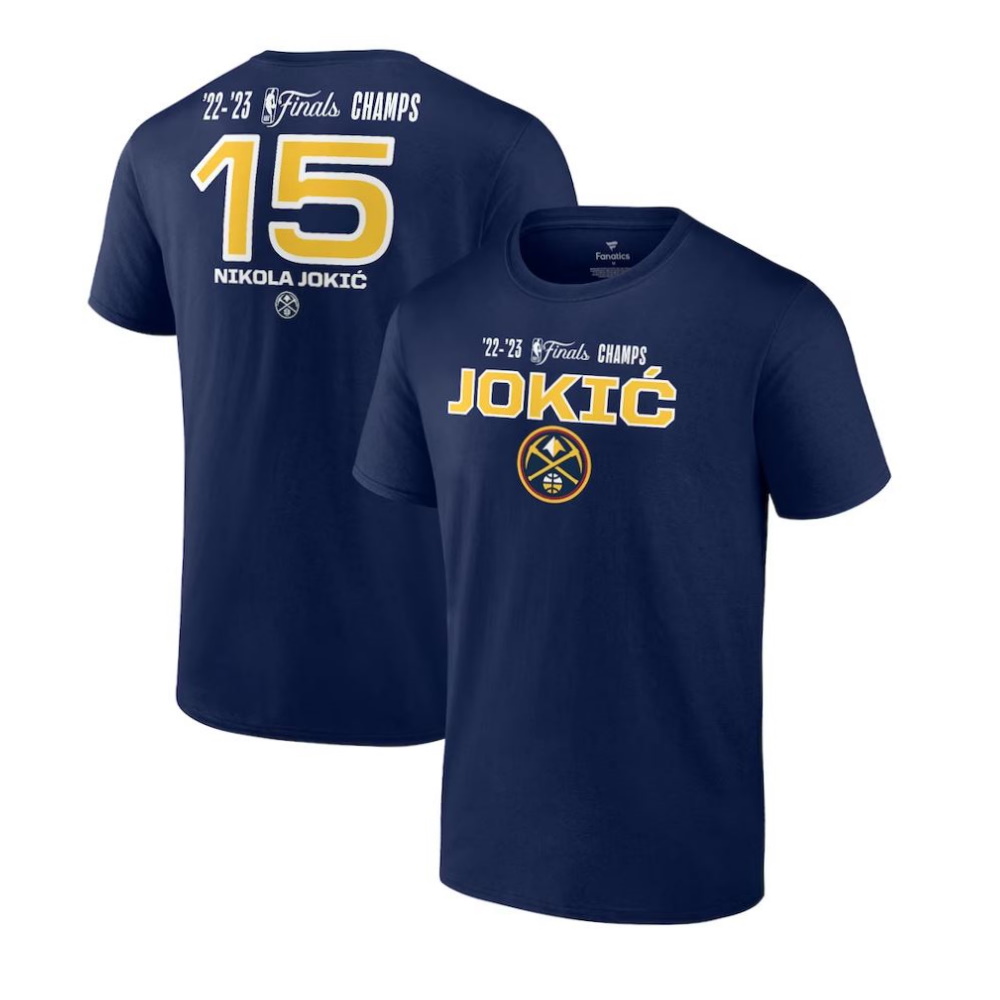 Nikola Jokic Denver Nuggets Fanatics Branded 2023 NBA Finals Champions Dunk Name & Number T-Shirt