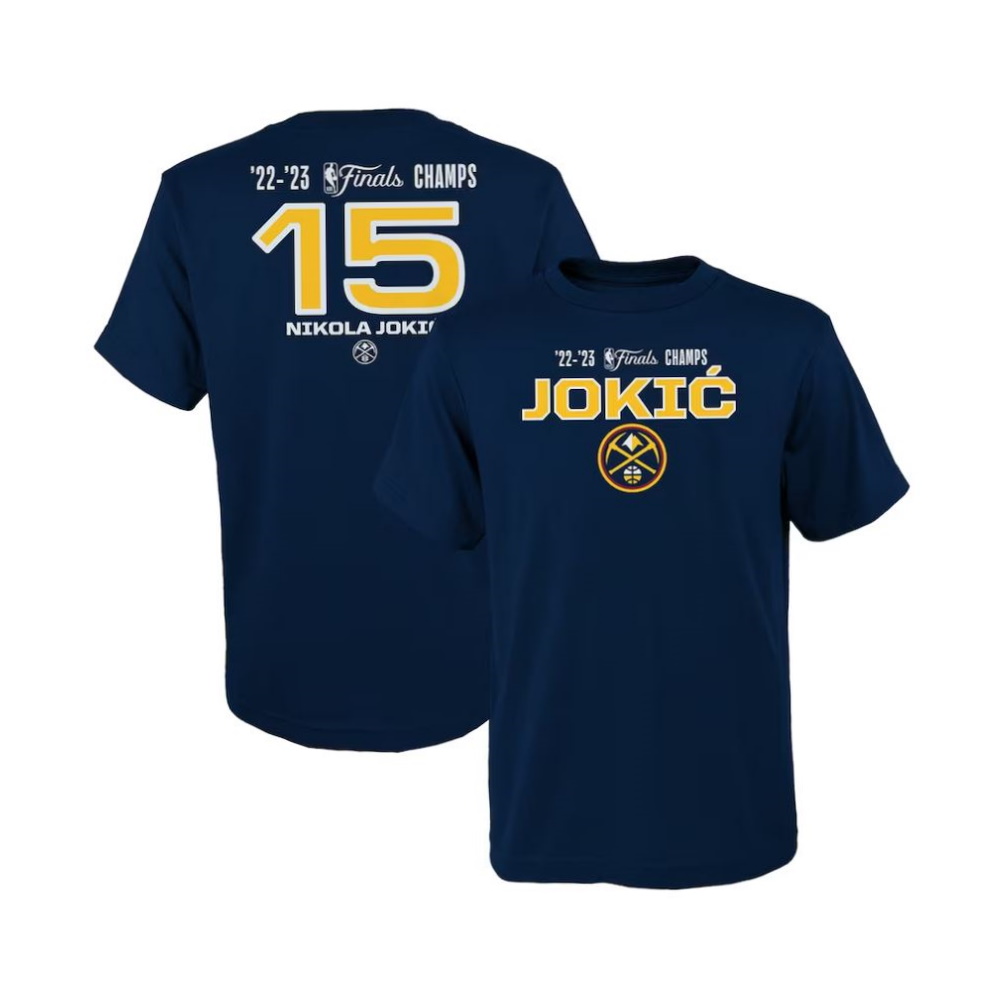 Nikola Jokic Denver Nuggets Youth 2023 NBA Finals Champions Name & Number T-Shirt