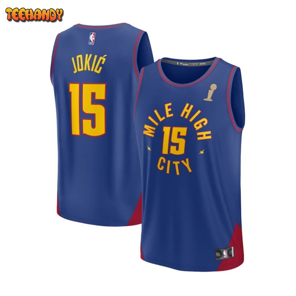 Nikola Jokic Denver Nuggets Youth Blue 2023 NBA Finals Champions Fast ...