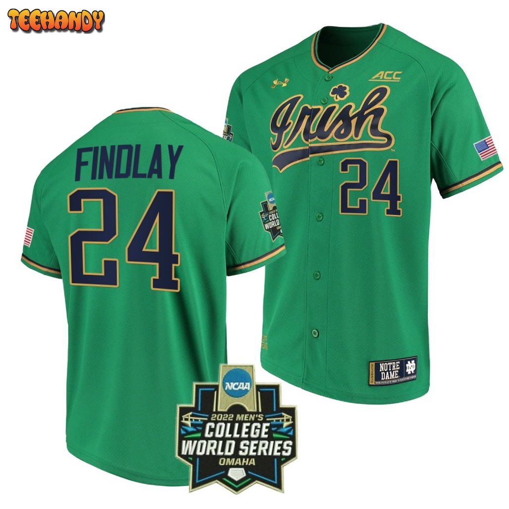 Notre Dame Fighting Irish Jack Findlay College Baseball Jersey Green