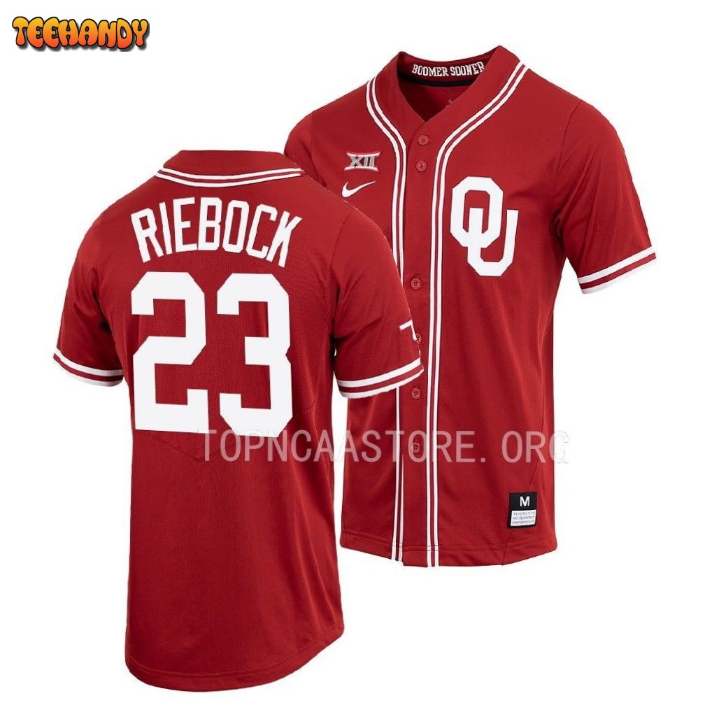 Oklahoma Sooners Barrett Riebock Crimson College Baseball Jersey