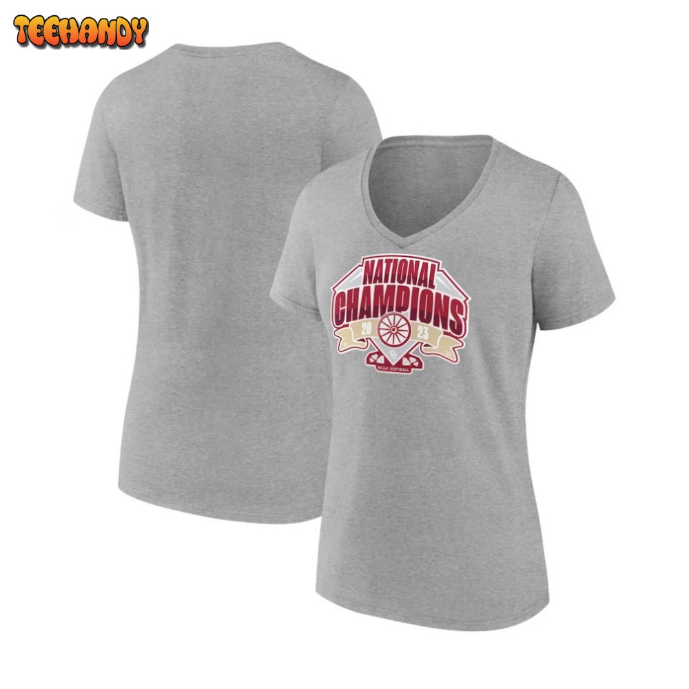 Oklahoma Sooners Women’s 2023 NCAA Softball Women’s College World Series Champions Official Logo V-Neck T-Shirt