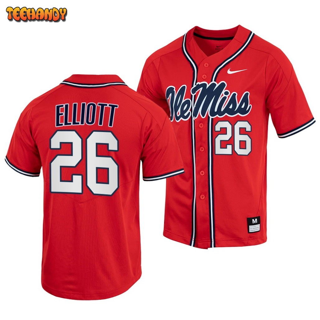 Ole Miss Rebels Hunter Elliott College Baseball Jersey Red