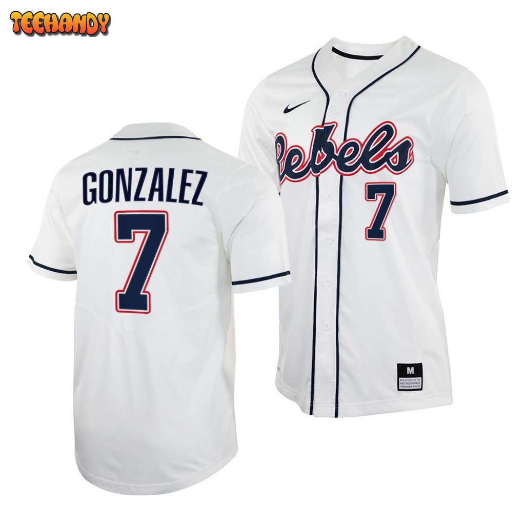 Ole Miss Rebels Jacob Gonzalez College Baseball Jersey White