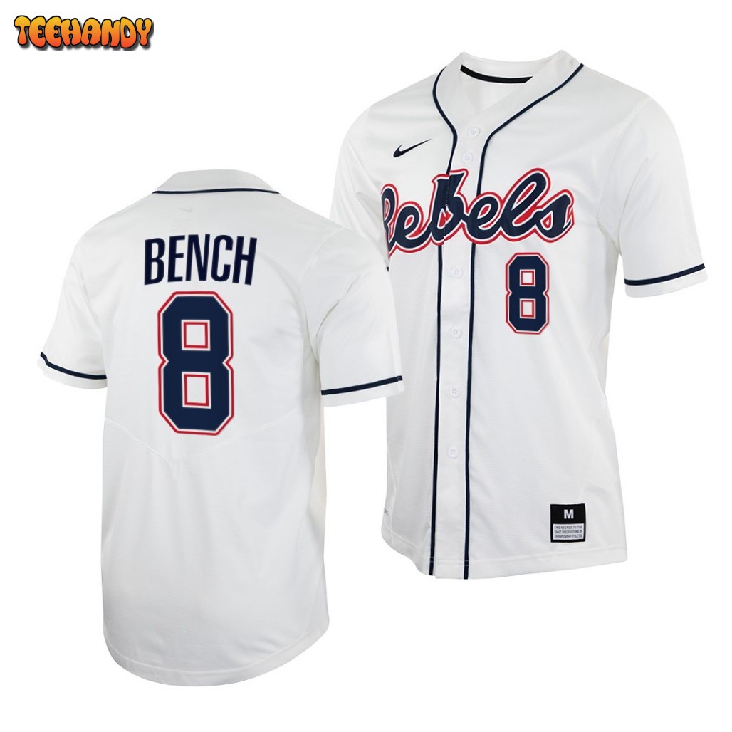 Ole Miss Rebels Justin Bench College Baseball Jersey White