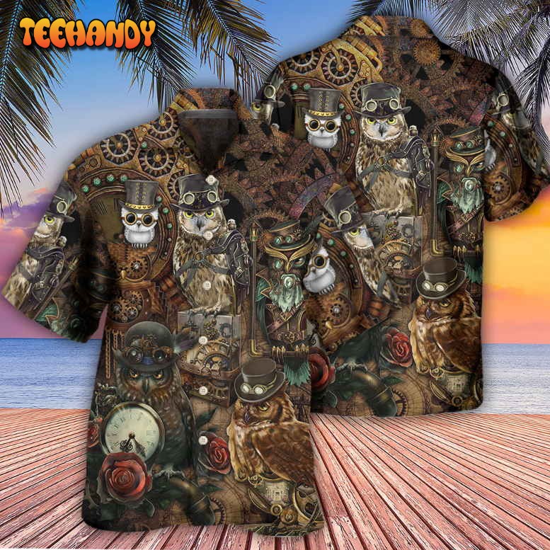 Owl Steampunk Retro Style Hawaiian Shirt