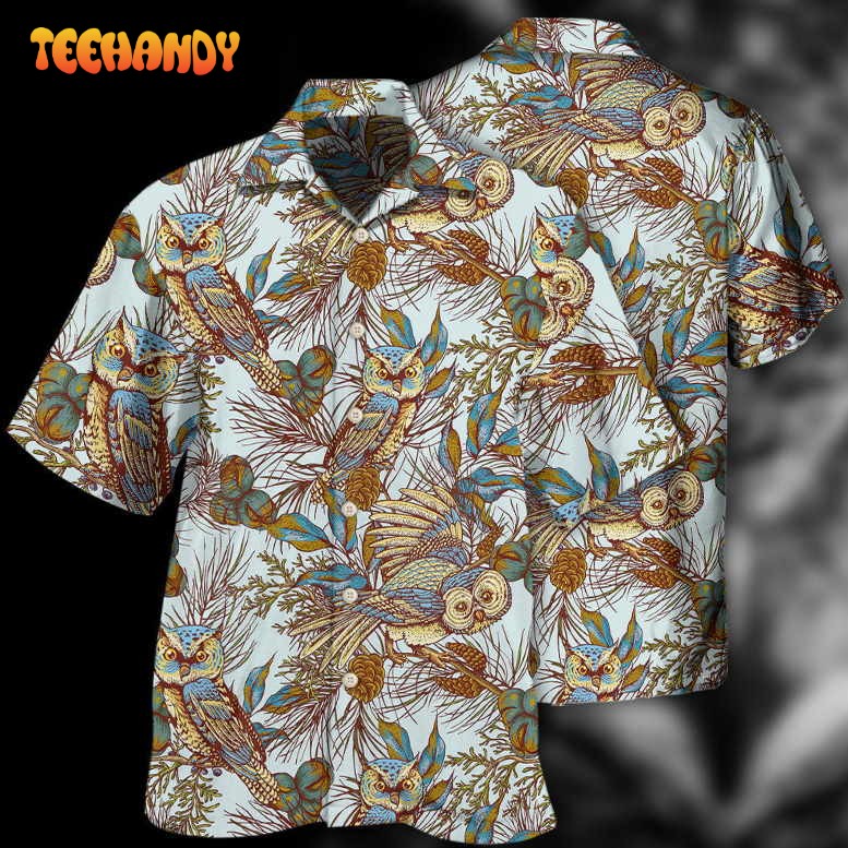 Owl Vintage Leaf Style Hawaiian Shirt