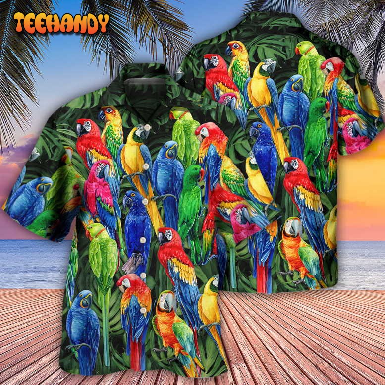 Parrot Family Colorful Tropical Hawaiian Shirt