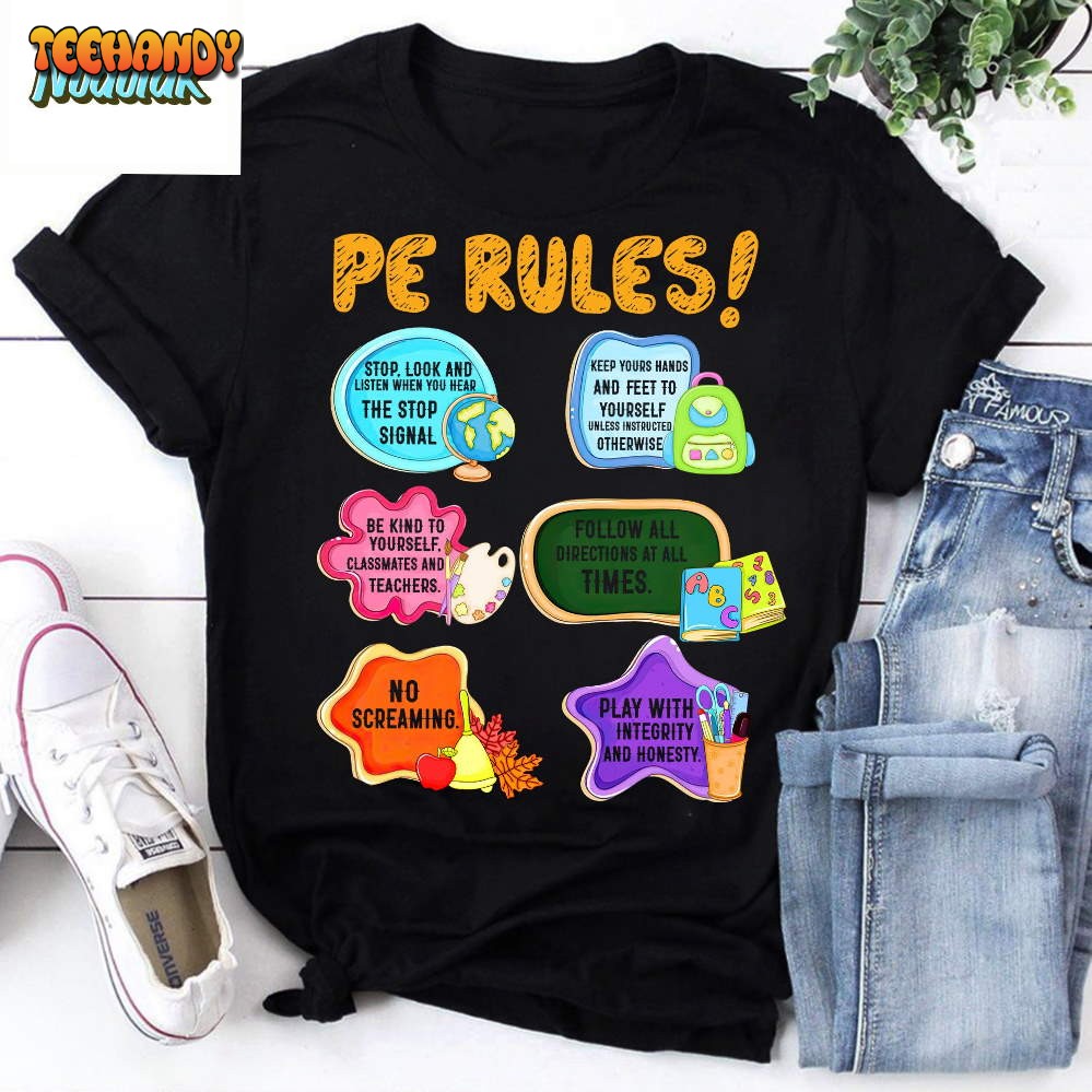 PE Rules Physical Education Teacher Back To School Vintage T-Shirt