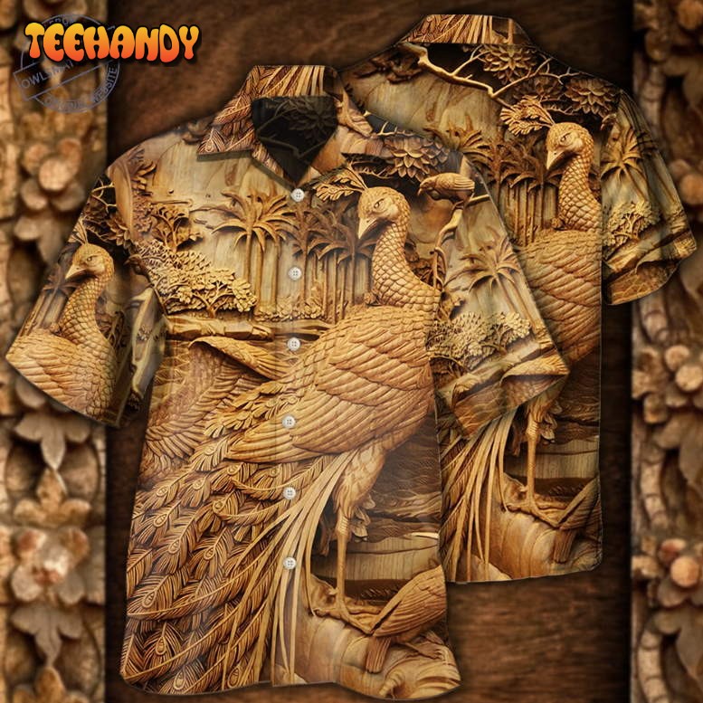 Peacock Woodcarving Hawaiian shirt