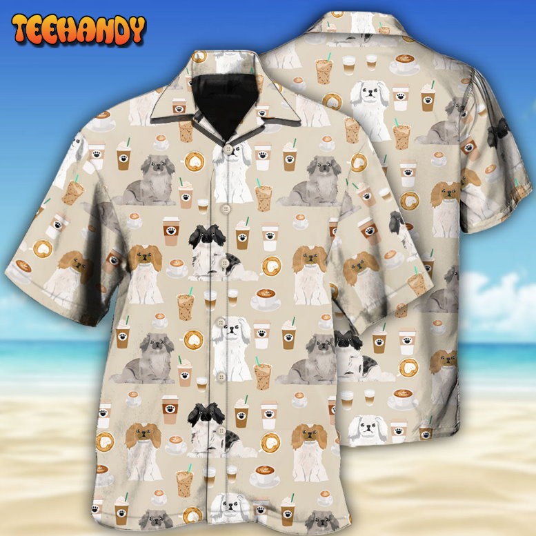 Pekingese Dog And Coffee Basic Hawaiian Shirt