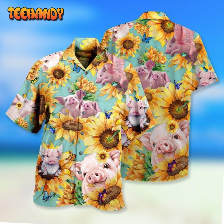 Pig Animals Amazing Pig Loves Sunflowers Hawaiian Shirt