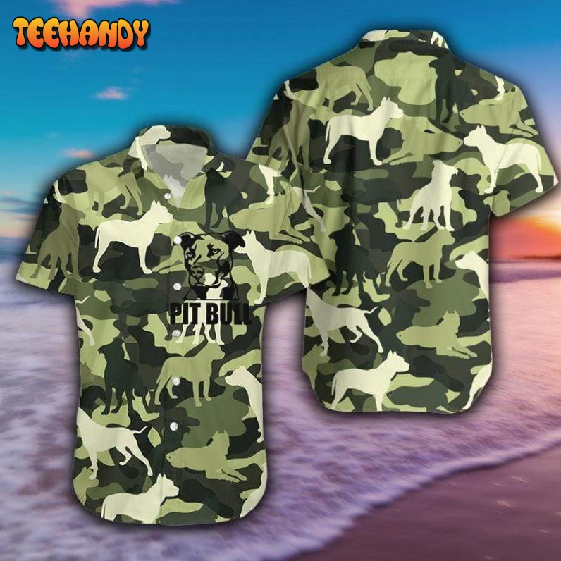 Pit bull Camo Dog Army Veteran Hawaiian Shirt