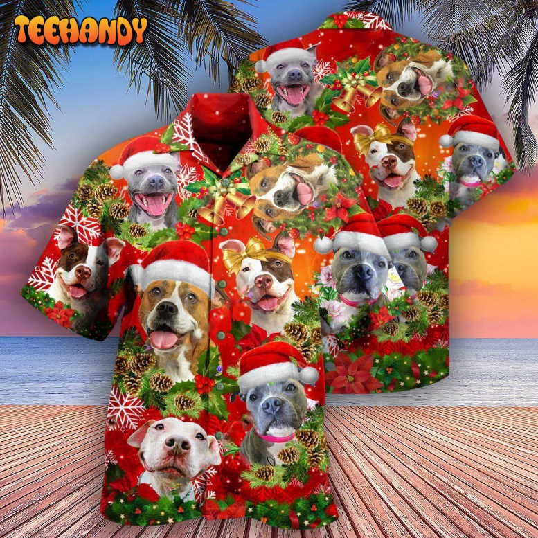 Pitbull Christmas Dogs Are Family Hawaiian Shirt