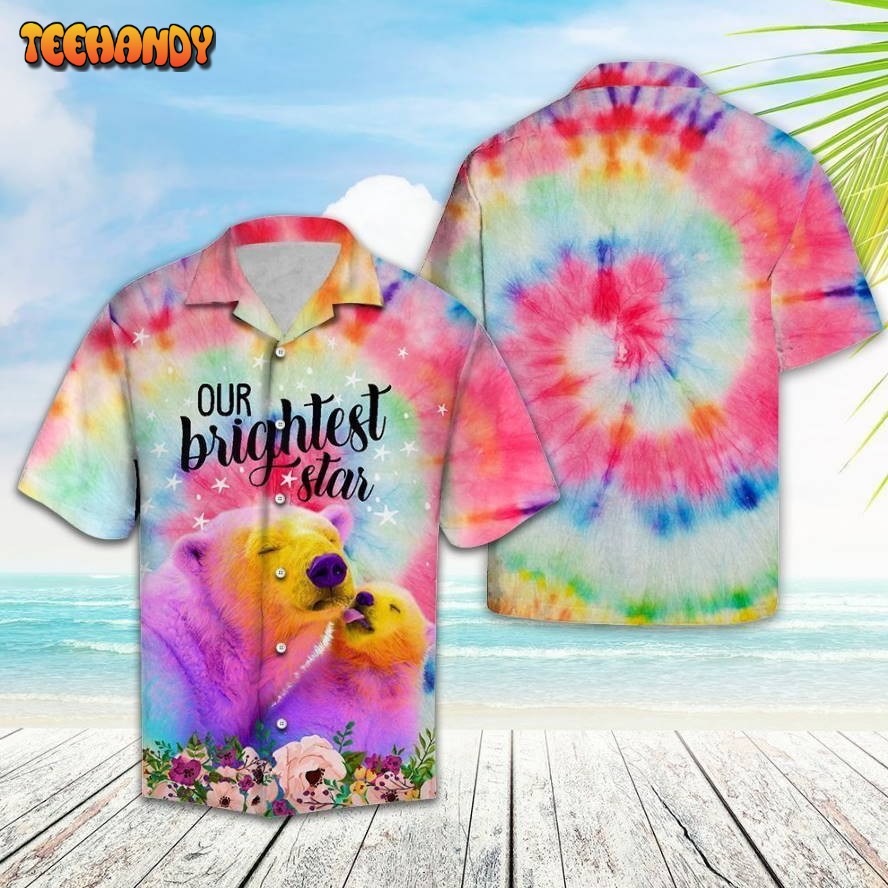 Polar Bear Tiedye Colorful Fashion Hawaiian Shirt