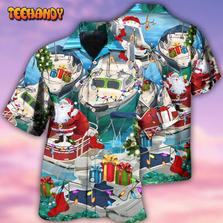 Pontoon Santa Claus’s Pontoon Is Coming To Town Hawaiian Shirt