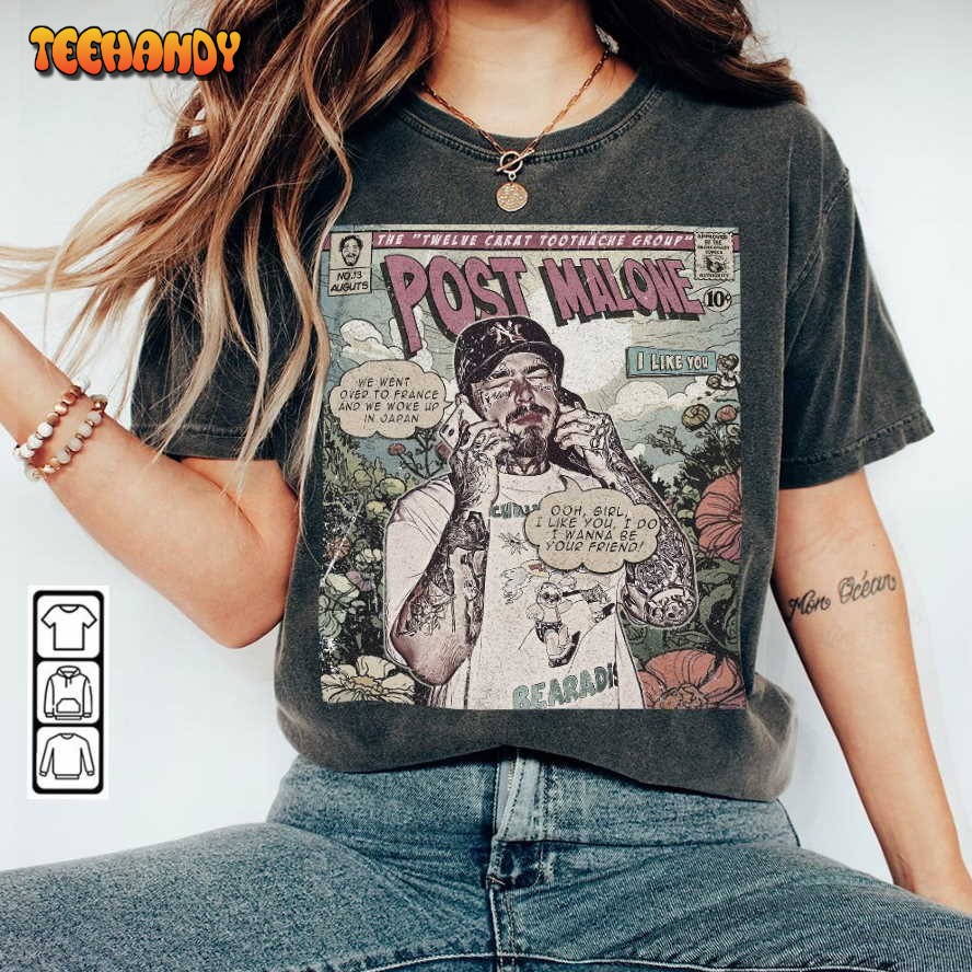 Post Malone Comic Shirt, 90S Vintage Merch Book Art Twelve Carat Toothache Album T Shirt