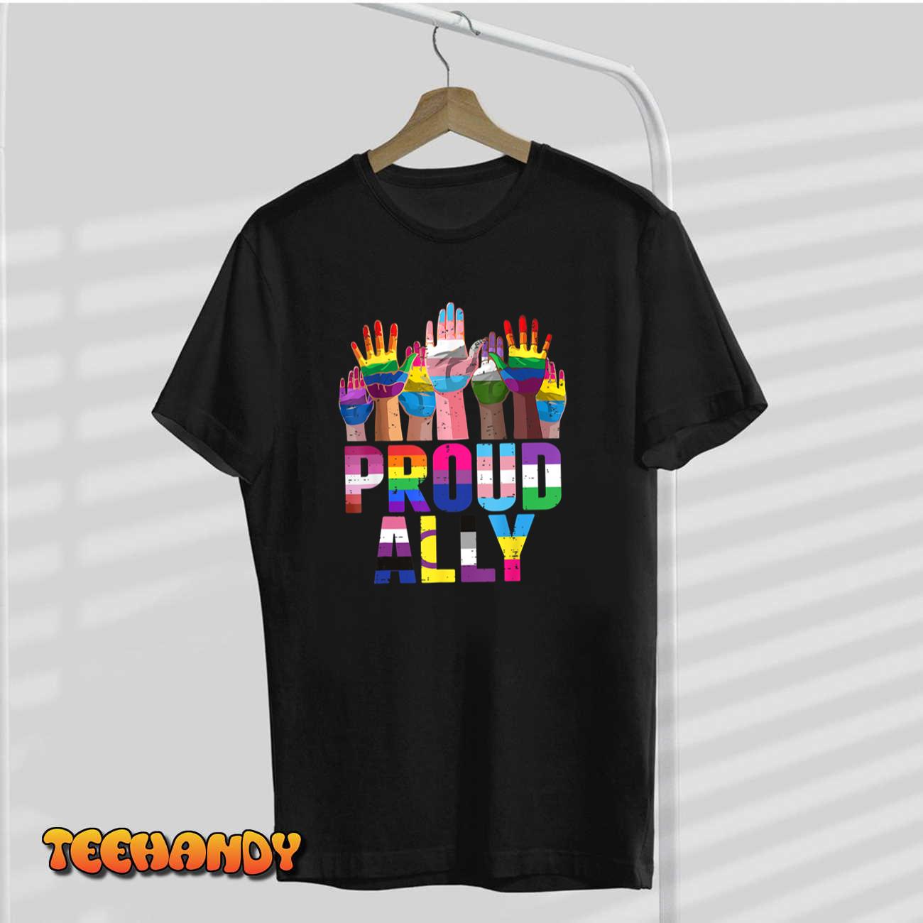 Proud Ally – For Gay Pride Month Transgender Flag Distressed T-Shirt