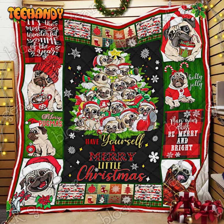 Pug Christmas 3D Quilt Blanket