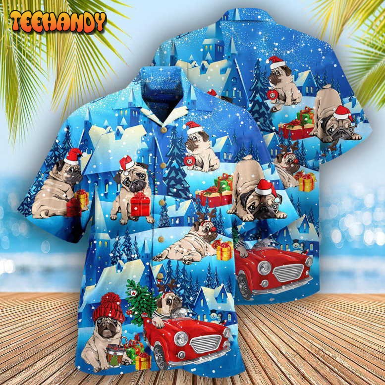 Pug Dog Merry Chrismas With My Pug Hawaiian Shirt