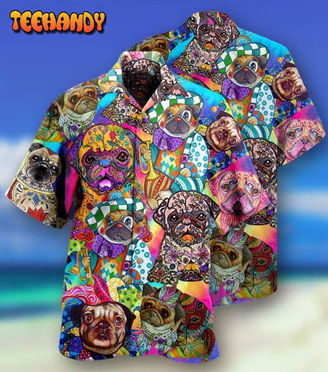 Pug Dogs Colorful Cute Hawaiian Shirt