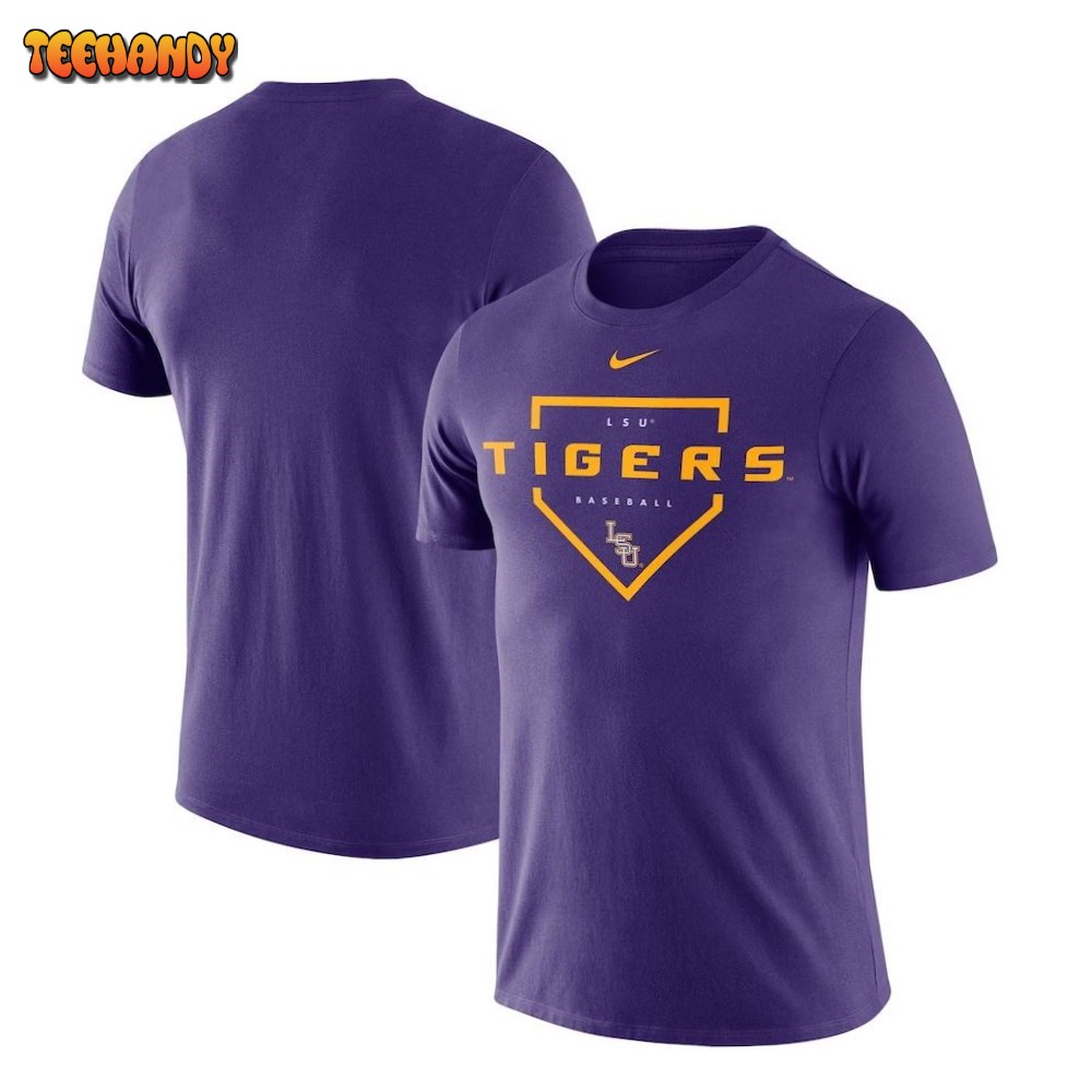 Purple LSU Tigers Baseball Plate Performance T-Shirt