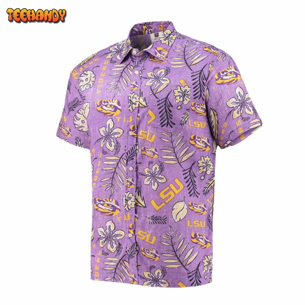 Purple LSU Tigers Vintage Floral Hawaiian Shirt