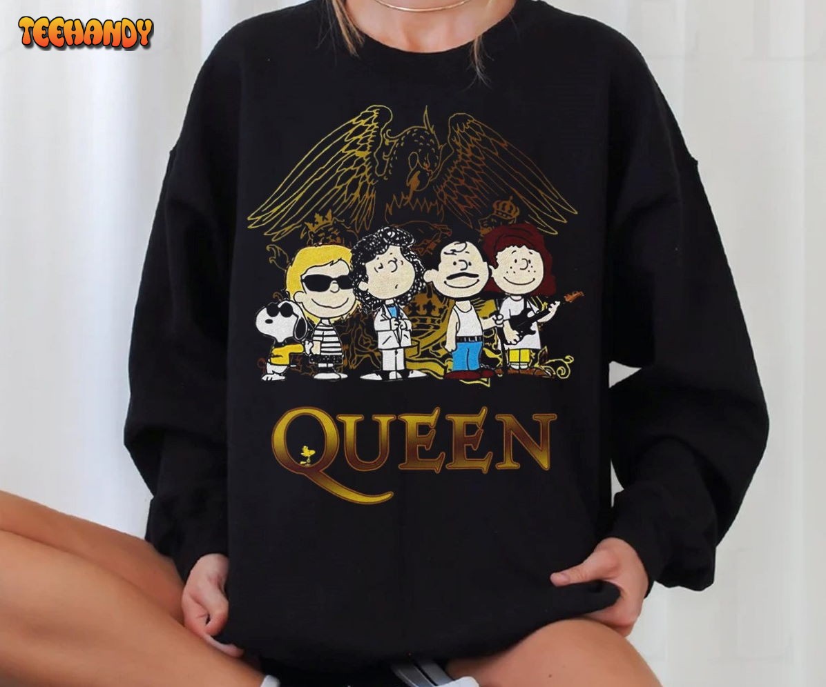 Queen Band Peanuts Comic Style T-Shirt, Queen Freddie Mercury T-Shirt