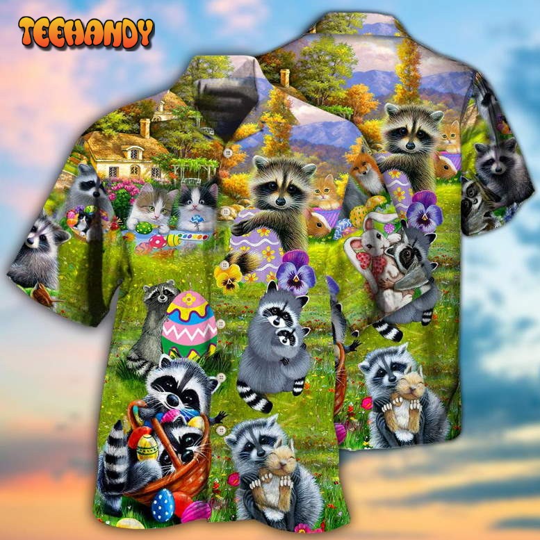 Raccoon Animals I Am Just Here For The Eggs Harmony Hawaiian Shirt