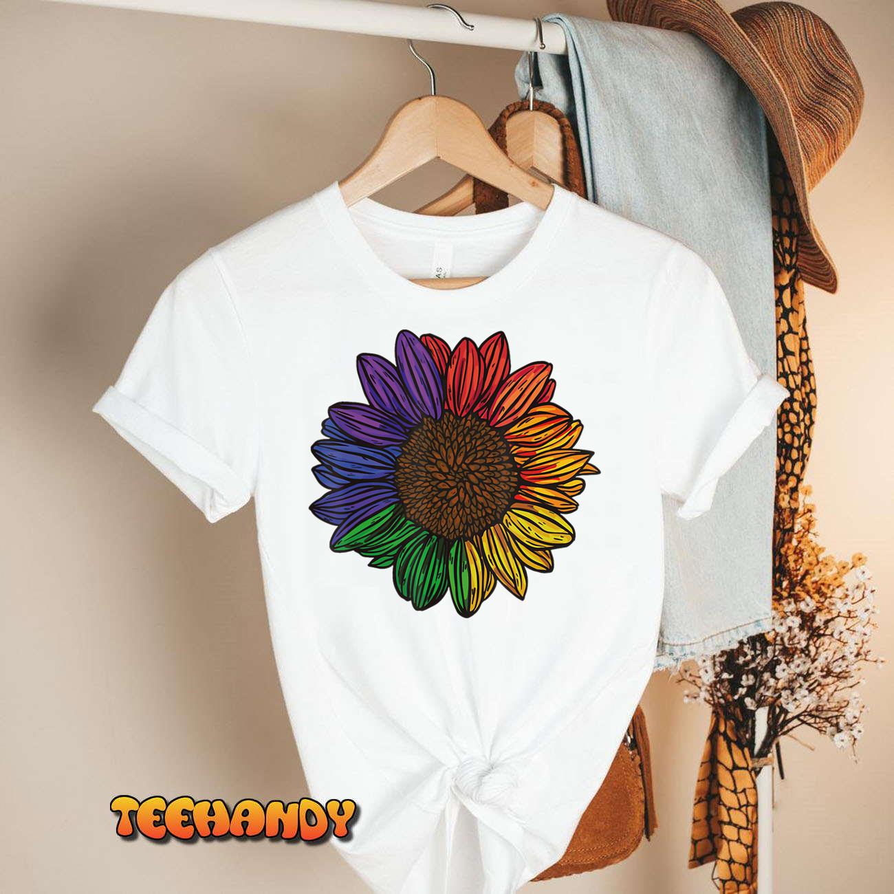 Rainbow Sunflower LGBTQ Flag Pride Month T-Shirt