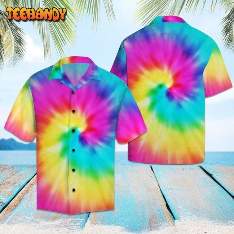 Realistic Spiral Tie Dye Hawaiian Shirt